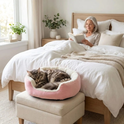 coussin pour chat dodoéden rose maine coon endormi dame chambre
