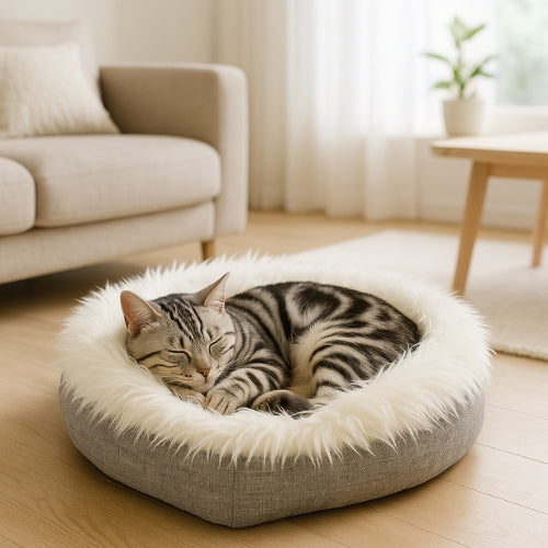 coussin pour chat nidou blanc american shorthair endormi cocon salon