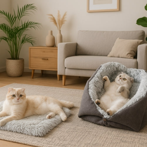 coussin pour chat nidou deux configurations tapis cocon deux chats salon