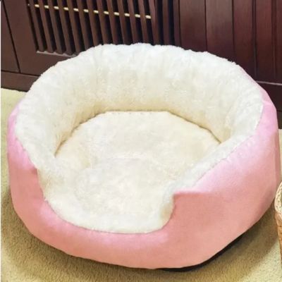 coussin pour chat rose dans coin salon
