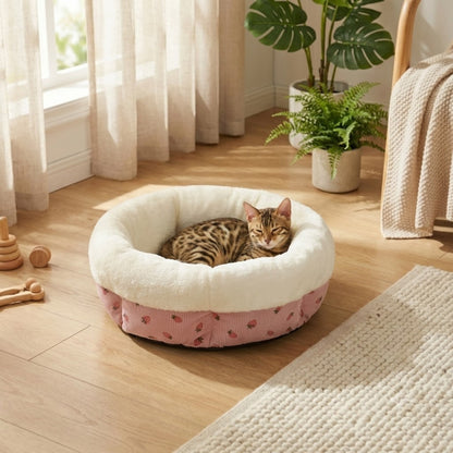coussin pour chaton rose fraises chat bengal lové salon