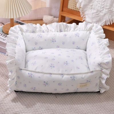 coussins chats fleurs bleues