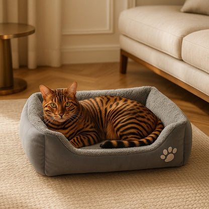 coussins pour chats le douillet gris chat bengal relaxe dedans
