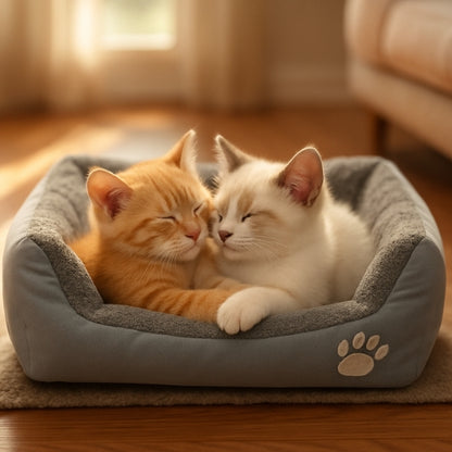 coussins pour chats le douillet gris chatons enlacés dedans