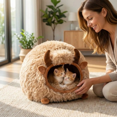 deux chatons enlacés dans leur cocon pour chat