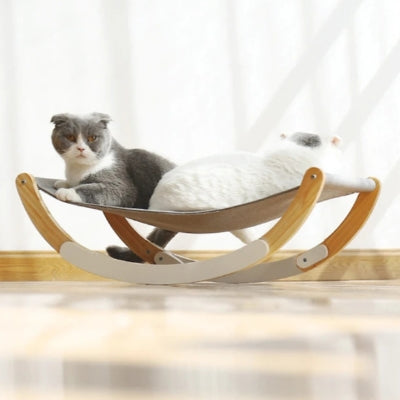 deux chats relaxant confortablement sur hamac à chat