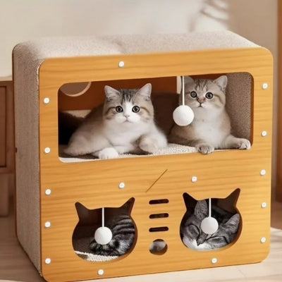 griffoir chat trois chats relaxant dedans