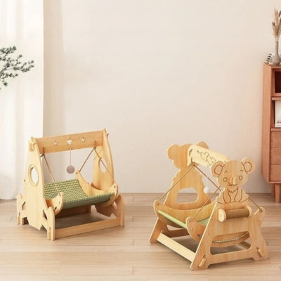 hamac à chat koala et fusée posés sur parquet