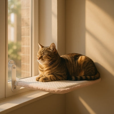 hamac à chat peluche à pois blancs bangal detendu dessus