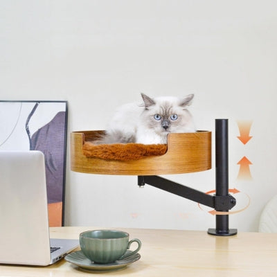 hamac chat fixé bureau chat detendu dessus