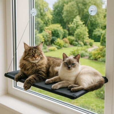 hamac chat noir maine coon birman detendu confortablement dessus