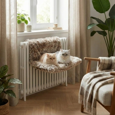 hamac chat radiateur deux persans profitant chaleur dessus