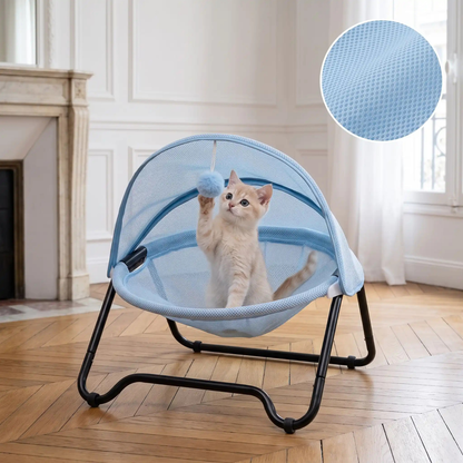hamac chaton bleu chaton jouant pompon zoom mesh respirant