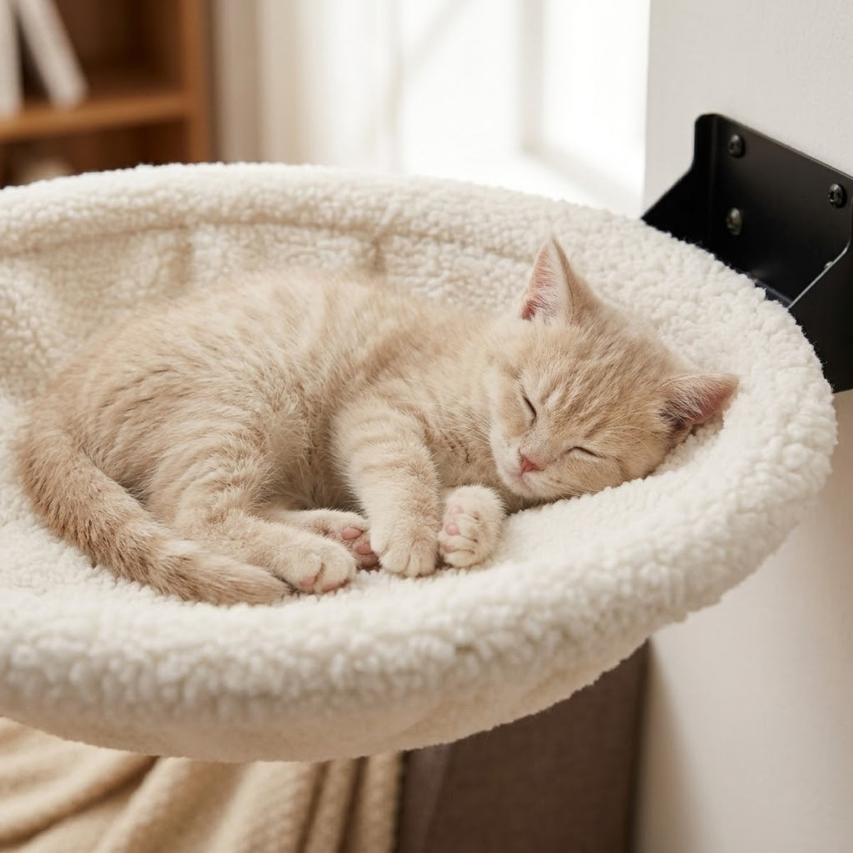 hamac chaton cocoonminou chaton crème endormi dans le nid