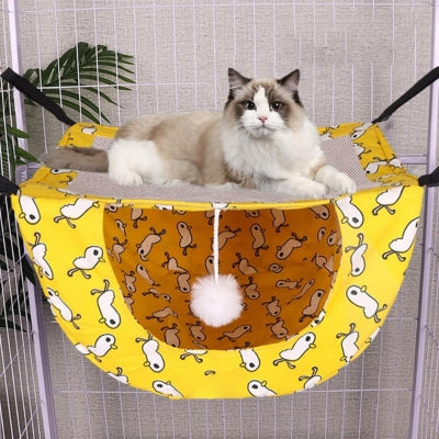 hamac chaton jaune ragdoll relaxant dessus