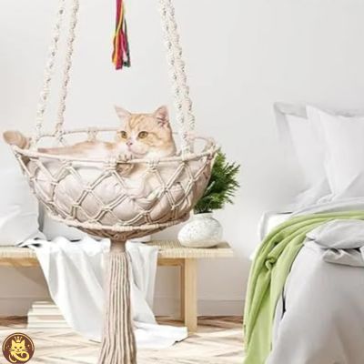 hamac pour chat cocon boho chambre à coucher chat detendu