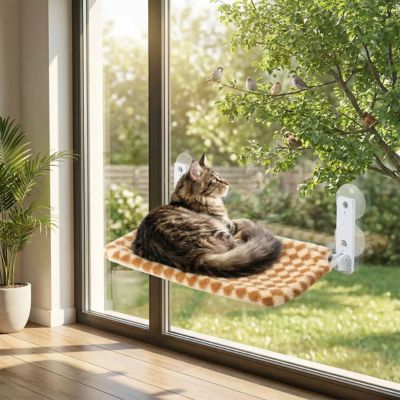 hamac pour chat fenêtre maine coon observant l'extérieur dessus