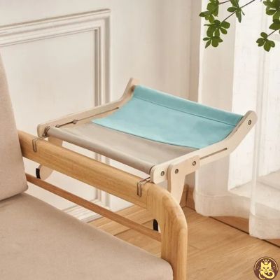 hamac pour chat le belvédère gris bleu suspendu chaise