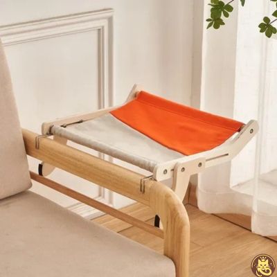 hamac pour chat le belvédère gris orange suspendu chaise