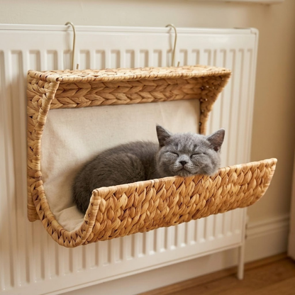 hamac pour chaton british shorthair endormi cocon tressé radiateur
