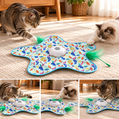 jouet chat interactif housse feuilles deux chats chassent plume
