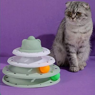 jouet pour chat chat debout à côté son jouet