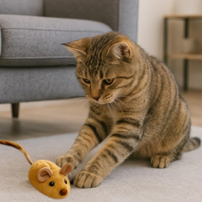 jouet pour chat chat jouant avec souris jaune