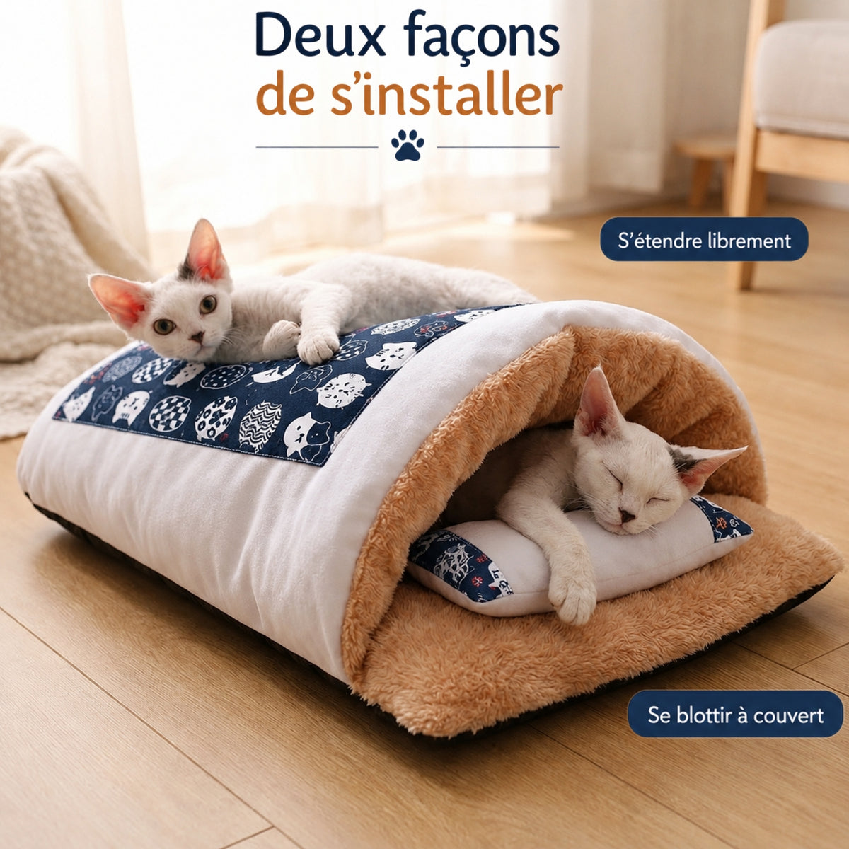 lit chaton bleu indigo polyvalent deux positions