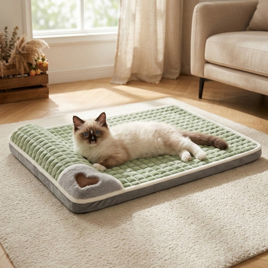 lit pour chaton vert chaton étalé dans salon