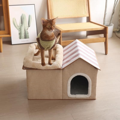 maison à chat abyssin sur son toit