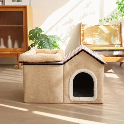 maison à chat beige