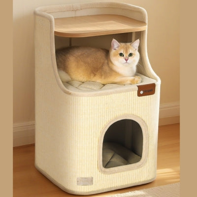 maison à chat chaton detendu tablette du haut