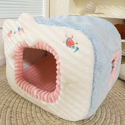maison pour chats rose grand plan