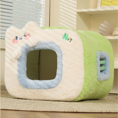 maison pour chats verte grand plan