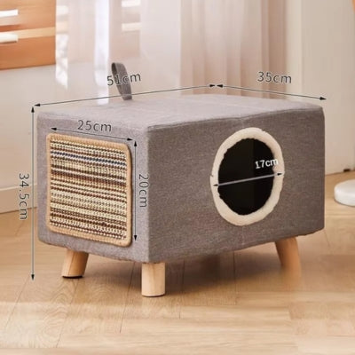 maisonnette pour chat gris clair version premium