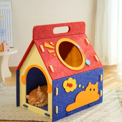 niche chat feutrine Minou'Fiesta cartoon chat roux endormi