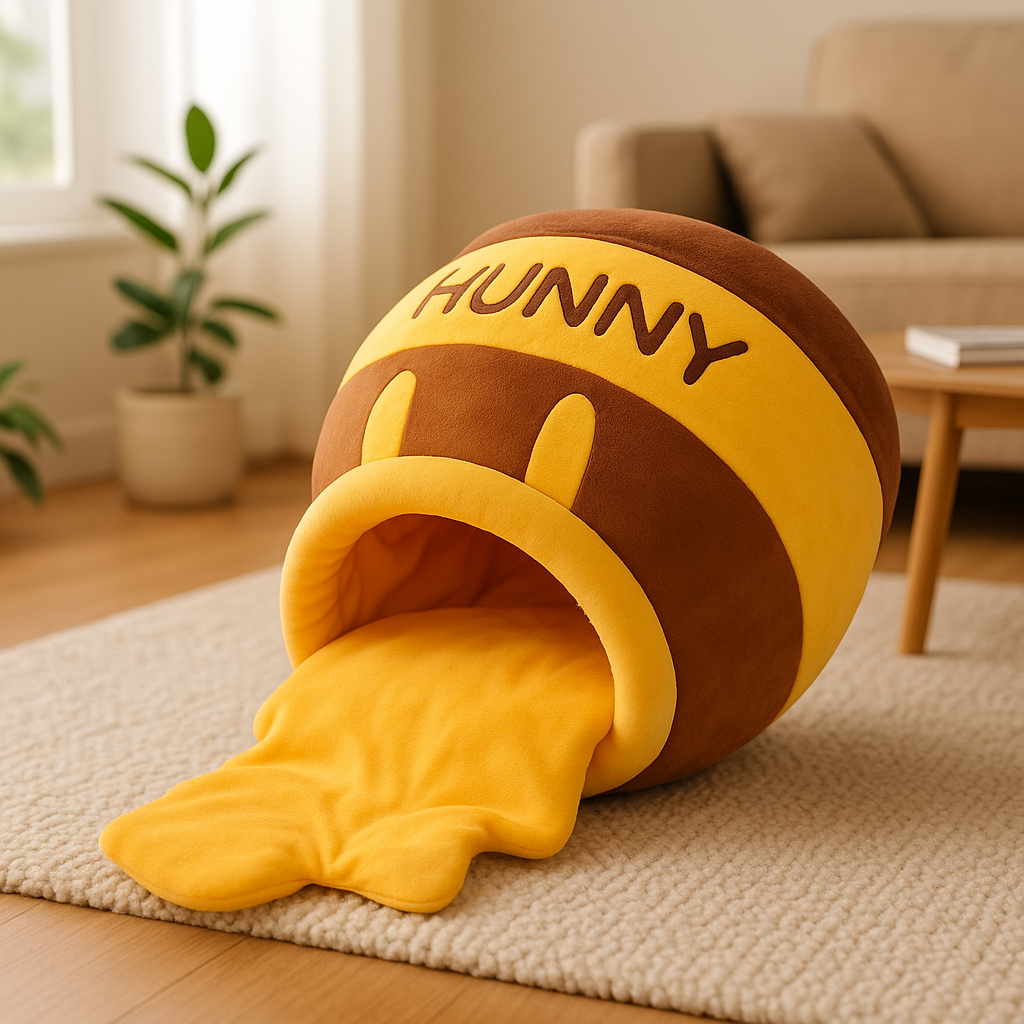 niche chat nid mielleux sur tapis beige