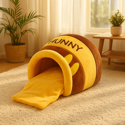 niche chat nid mielleux sur tapis blanc