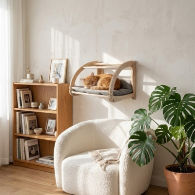niche murale chat le balcon salon fauteuil monstera