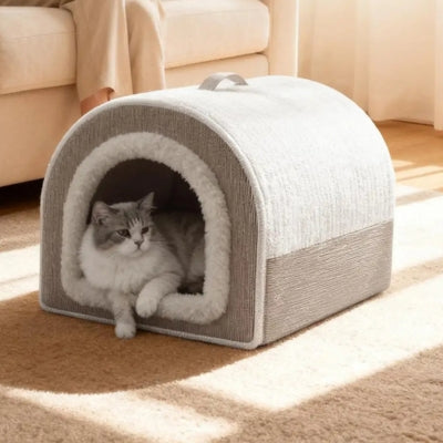 niche pour chat interieur gris beige