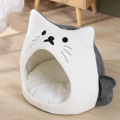 niche pour chaton blanc gris