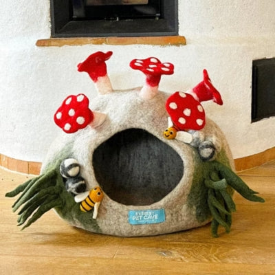 niche pour chaton posé sur plancher en bois