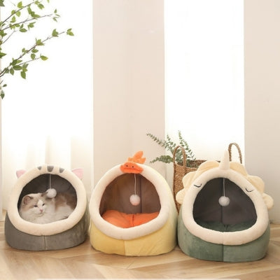 niche pour chaton trois modèles posés sur parquet