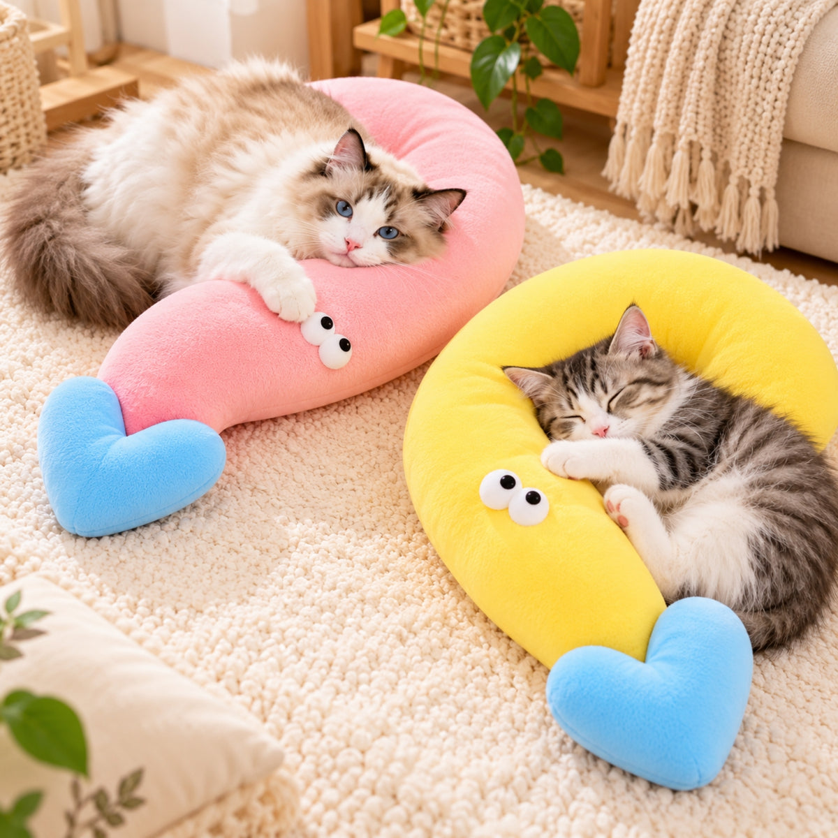 oreiller chat deux chats deux façons de l'utiliser
