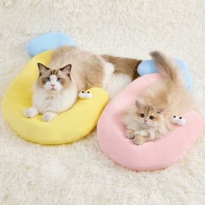 oreiller chat rose chaton detendu dessus ragdoll sur oreiller jaune
