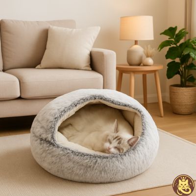 panier chat cloudy dream gris chat endormi dedans dans salon