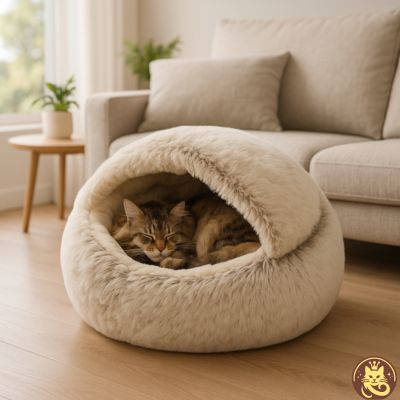 panier chat cloudy dream marron maine coon faisant sièste dedans