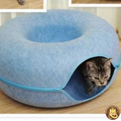 panier chat felty nest bleu avec chat caché dedans