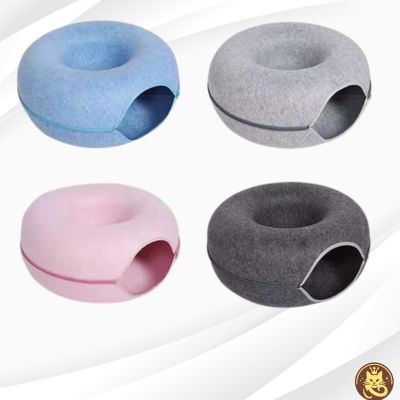 panier chat felty nest bleu gris foncé et clair rose