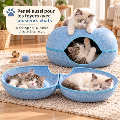 panier chat felty nest bleu plusieurs chats ouvert deux